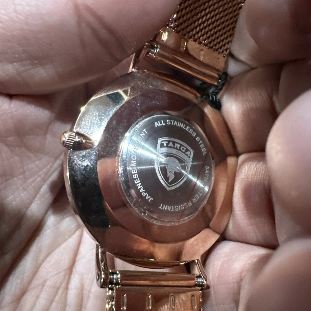 NEW TARGA Gold‎ Steel Black Dial Unisex Watch 41mm Gold-Tone Stainless Mesh Band